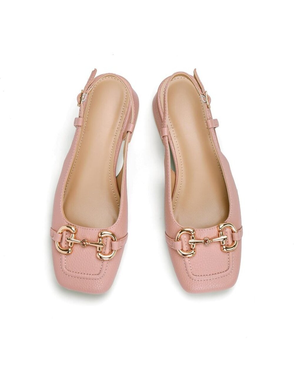 Women's Light Pink Mary Jane Low Block Heel Closed Pull On Square Toe Pump Shoes